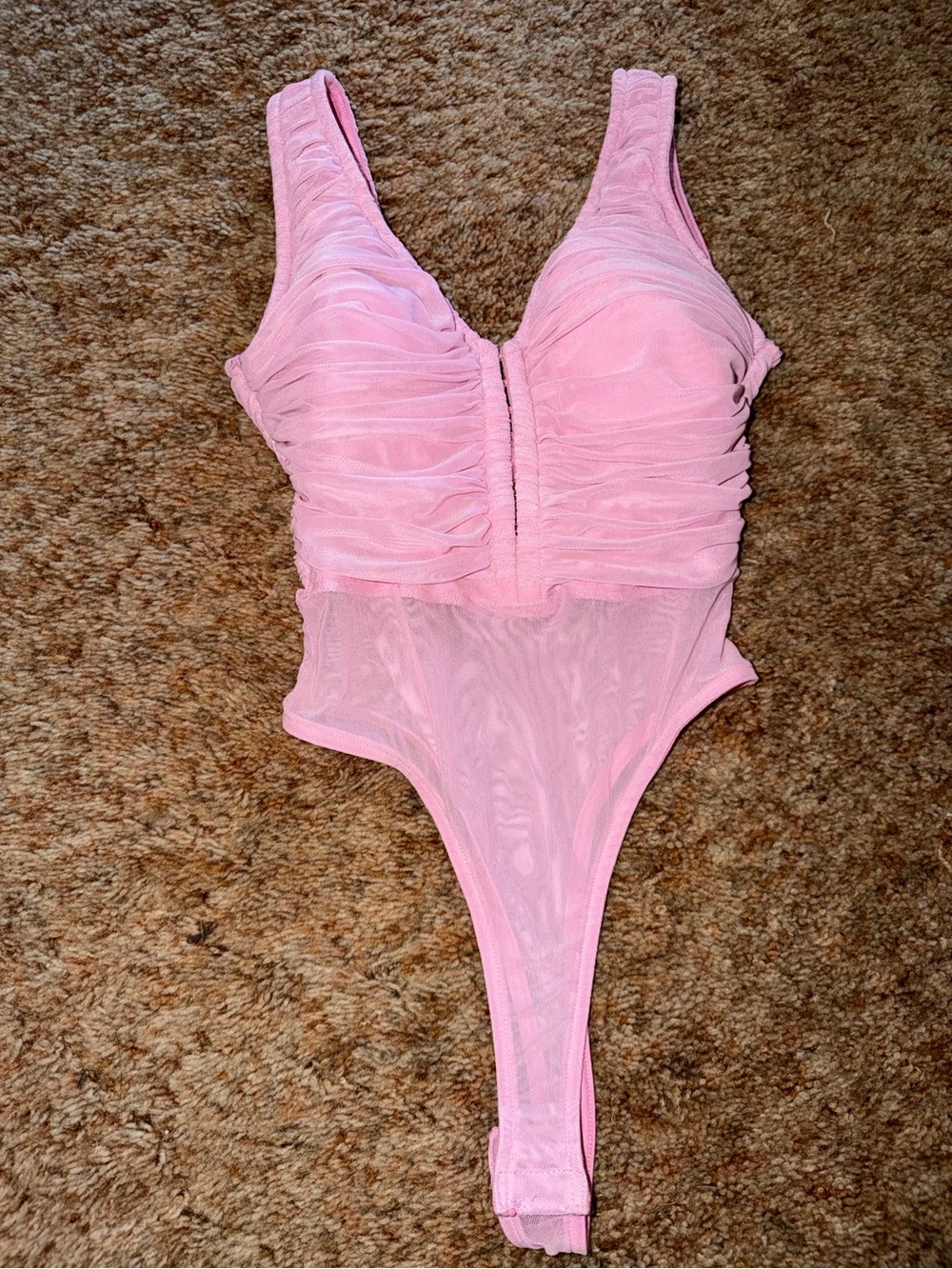 Pink mesh bodysuit